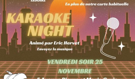 Soirée karaoké vendredi 25 novembre.